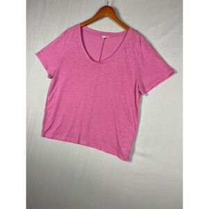 Gap Scoop Neck Linen Blend T-Shirt Womens XL Pink Short Slv Relaxed Beach Pool